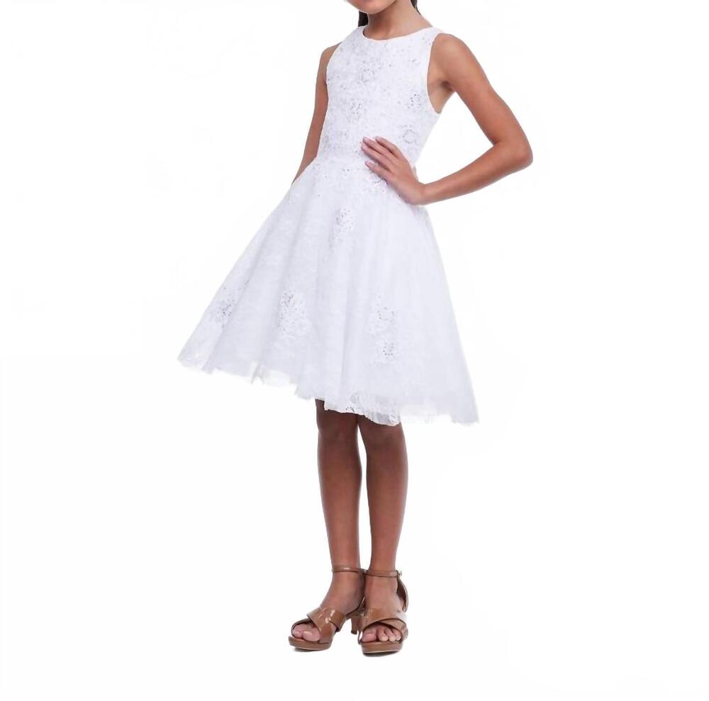 NEW ASHLEYLAUREN a-line lace cocktail dress in white
